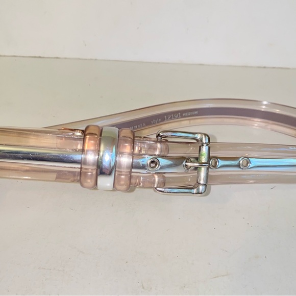 Vintage Omega Clear with Silver Stripe Jelly PVC Belt - Picture 2 of 9